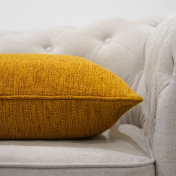 Mustard Yellow Woven Cushion - Duck Feather Insert