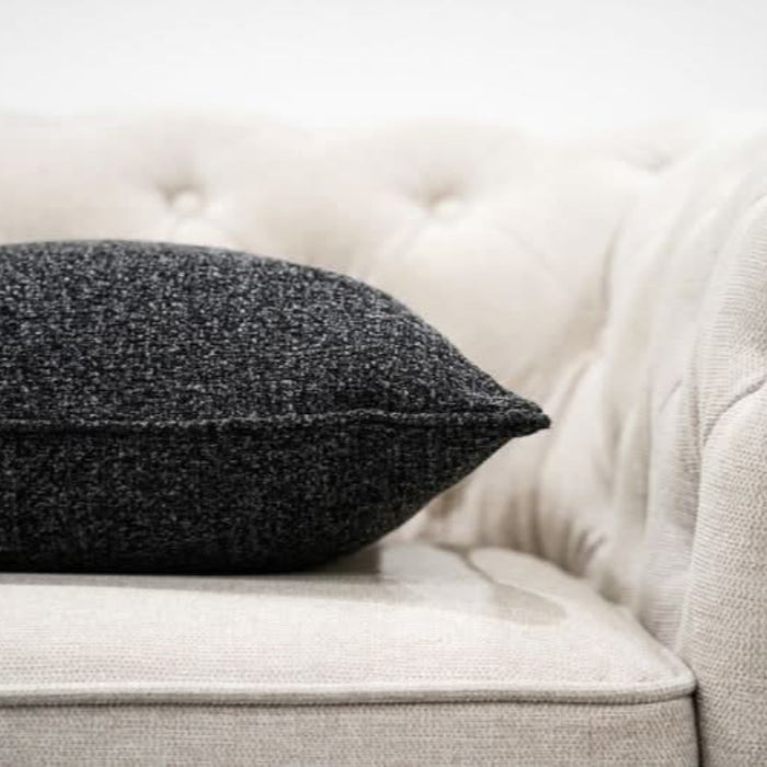 Charcoal Grey Woven Cushions - Duck Feather Inserts
