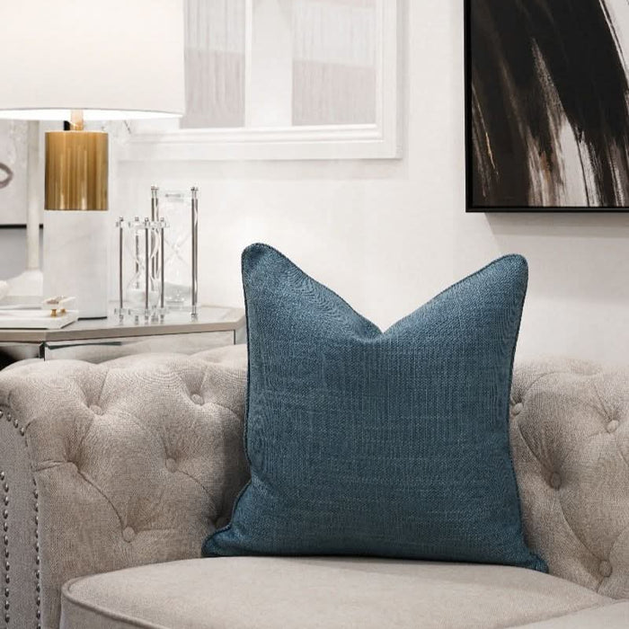 Aqua Blue Woven Cushion - Duck Feather Insert