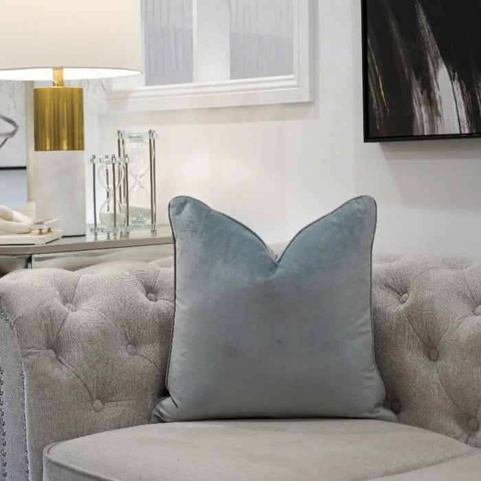 Grey Velvet Cushion - Duck Feather Insert