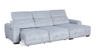 Modern light grey sectional recliner sofa with adjustable backrest and wide armrests