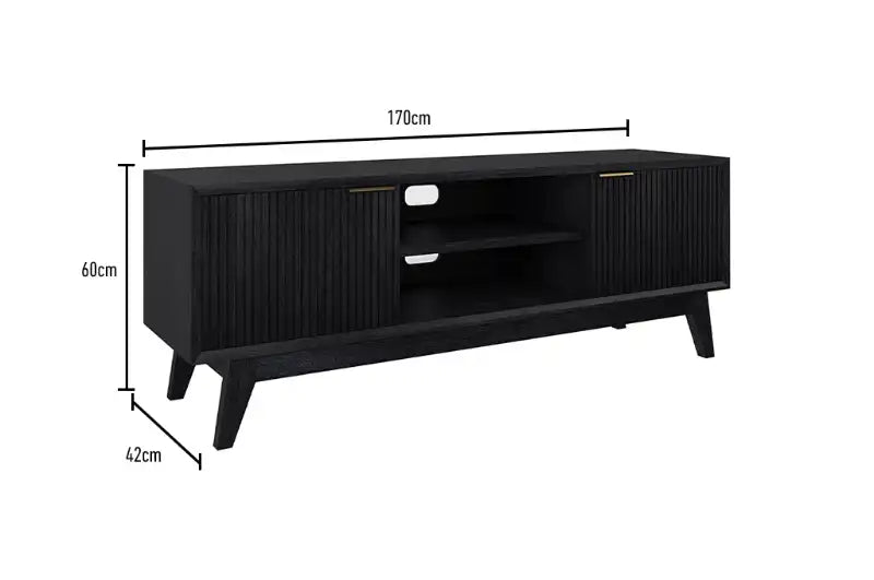 Ella Medium 2 Drawer Entertainment Unit in Brushed Black