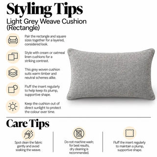 Light grey weave cushion styling tips and care tips