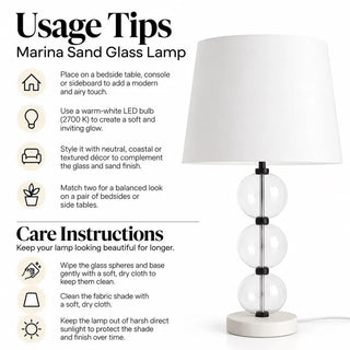 Marina sand glass lamp usage tips and care instructions