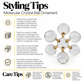 Molecular crystal ball ornament styling tips and care tips
