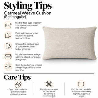 Oatmeal weave cushion styling tips and care tips