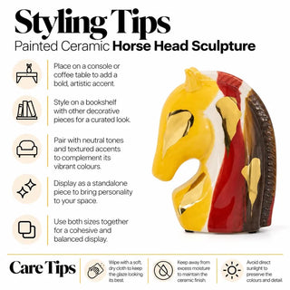 Painted ceramic horse head sculpture styling tips and care tips
