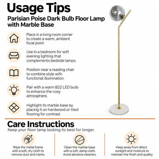 Parisian poise floor lamp with marble base usage tips and care instructions