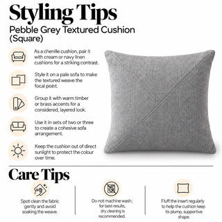Pebble grey textured cushion styling tips and care tips