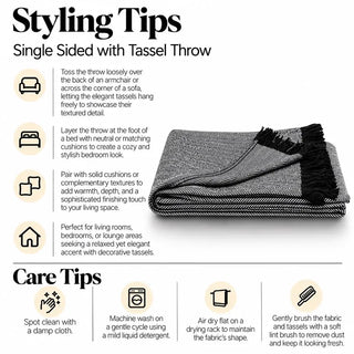 Single sided throw with tassels styling tips and care tips