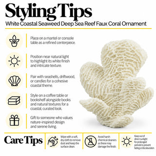 White coastal seaweed faux coral ornament styling and care tips guide
