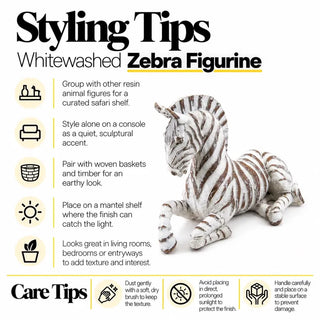 Whitewashed zebra figurine styling tips and care tips