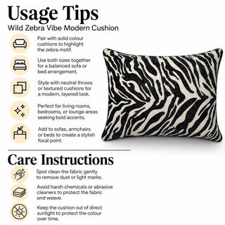 Wild zebra vibe modern cushion usage tips and care instructions