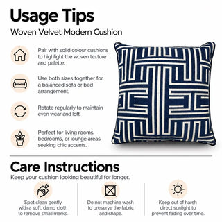 Woven velvet modern cushion usage tips and care instructions