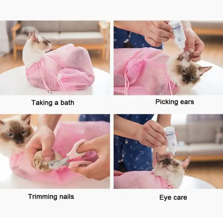 Stress-free grooming with the Anti-Scratch Cat Bath Bag.