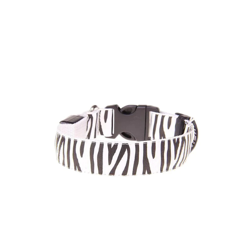 Variety of colours available in an LED zebra dog collar.