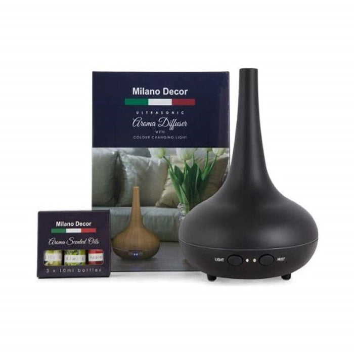 Milano Essential Oil Diffuser Ultrasonic Humidifier Aromatherapy LED Light 200ML 3 Oils
