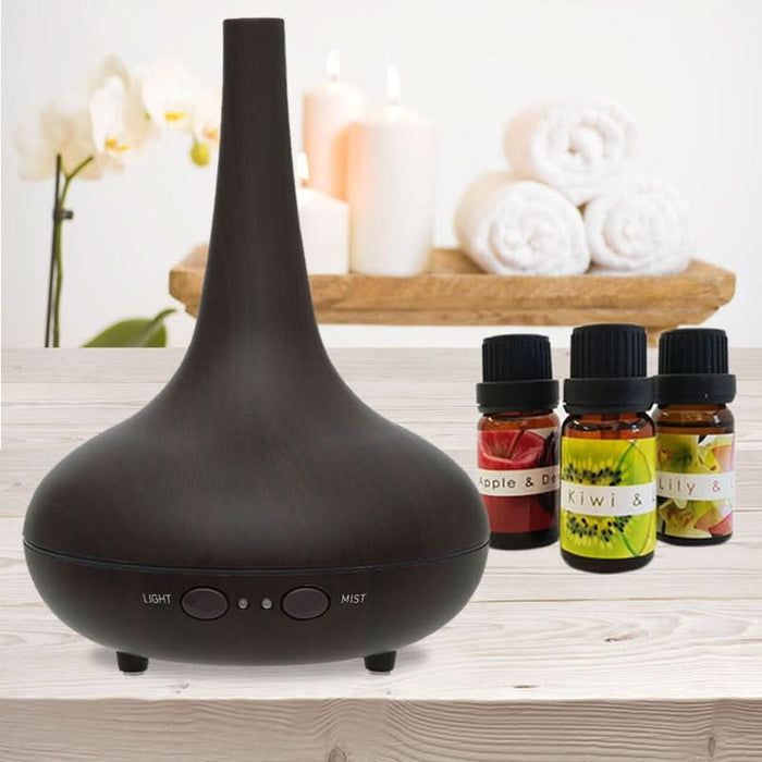 Milano Essential Oil Diffuser Ultrasonic Humidifier Aromatherapy LED Light 200ML 3 Oils