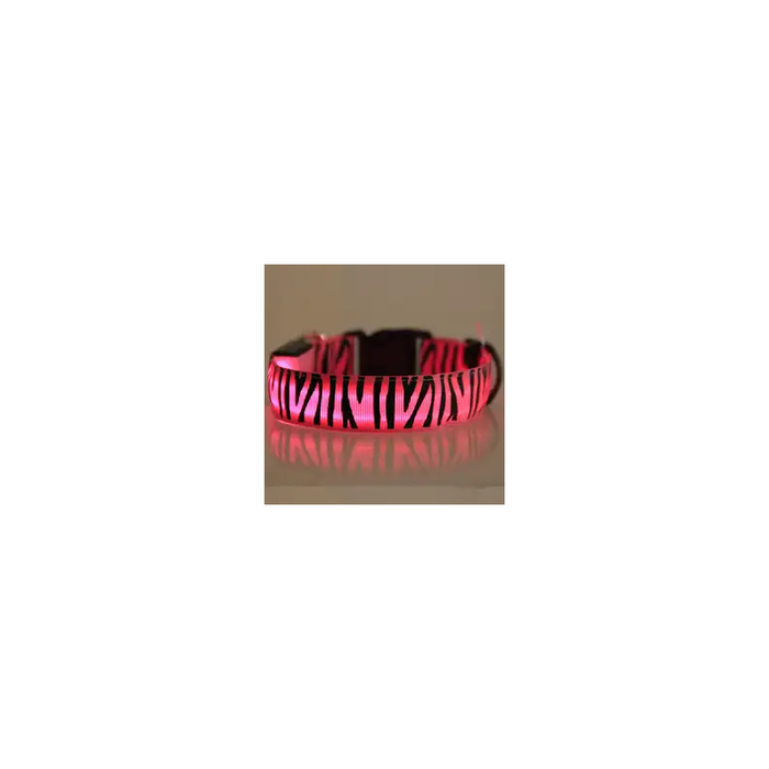Premium Adjustable Nylon Zebra Pattern LED Dog Collar - Shopica Pty Ltd
