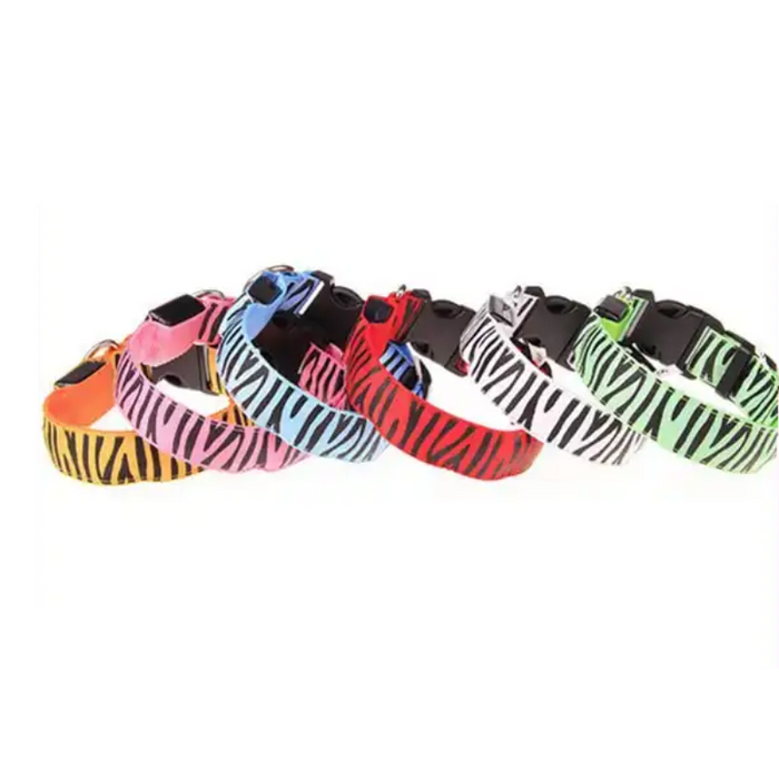 Premium Adjustable Nylon Zebra Pattern Dog Collar