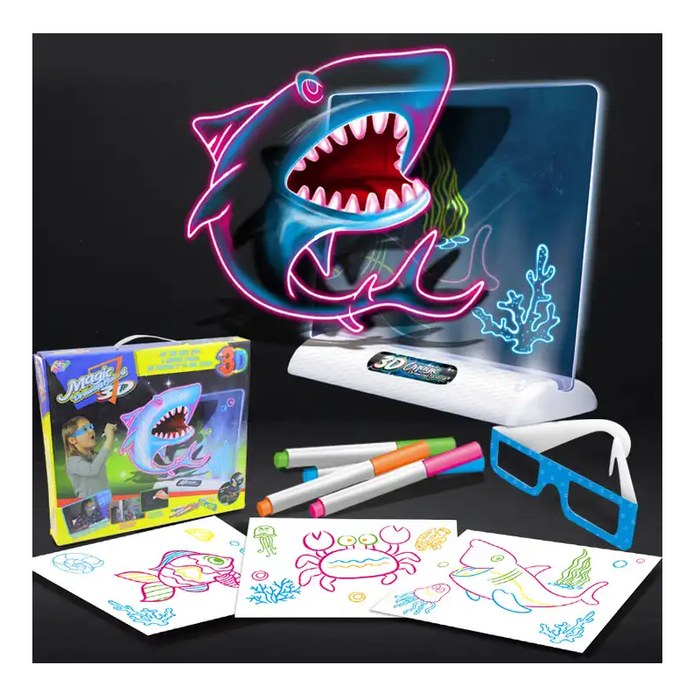 Little hands creating vibrant 3D art on the Galactic Sketcher LCD Pad