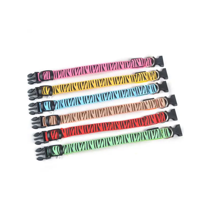 Premium Adjustable Nylon Zebra Pattern Dog Collar