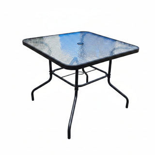 Elegant glass-top table from the Alfresco outdoor dining set, built for durability and style