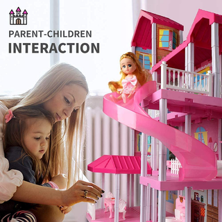 Child Playing With the 4-Level Grand Mansion Dream House