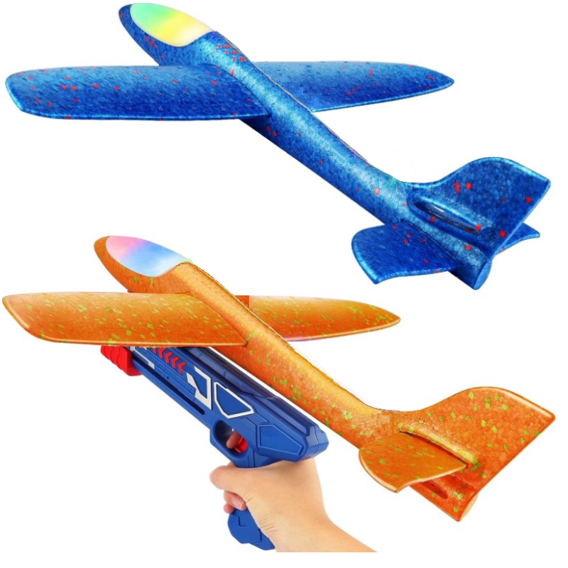Children's laughter fills the air with vibrant Foam Glider in flight