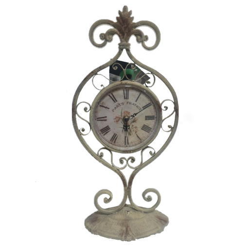 Vintage Style Ornate Metal Clock "Paris France" Shabby Chic Rustic - Shopica Pty Ltd