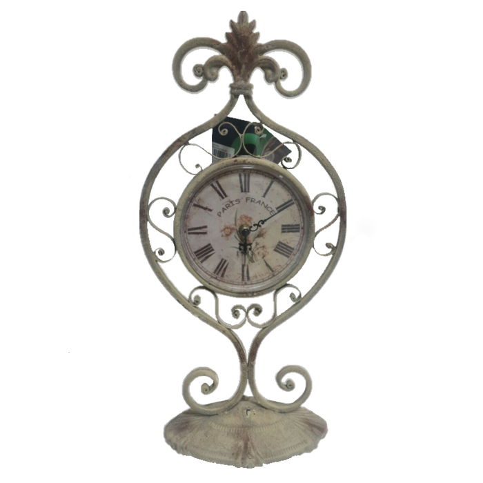 Vintage Style Ornate Metal Clock "Paris France" Shabby Chic Rustic - Shopica Pty Ltd
